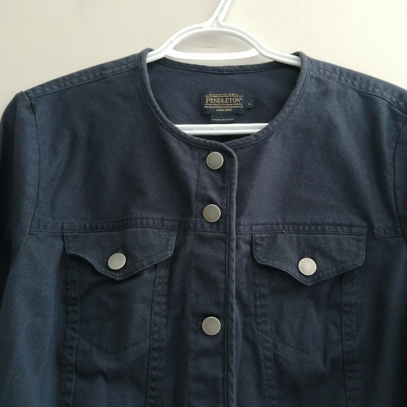 Pendleton Cotton Twill Laguna Utility Button Up Navy Jacket Military Style Large - Picture 7 of 16